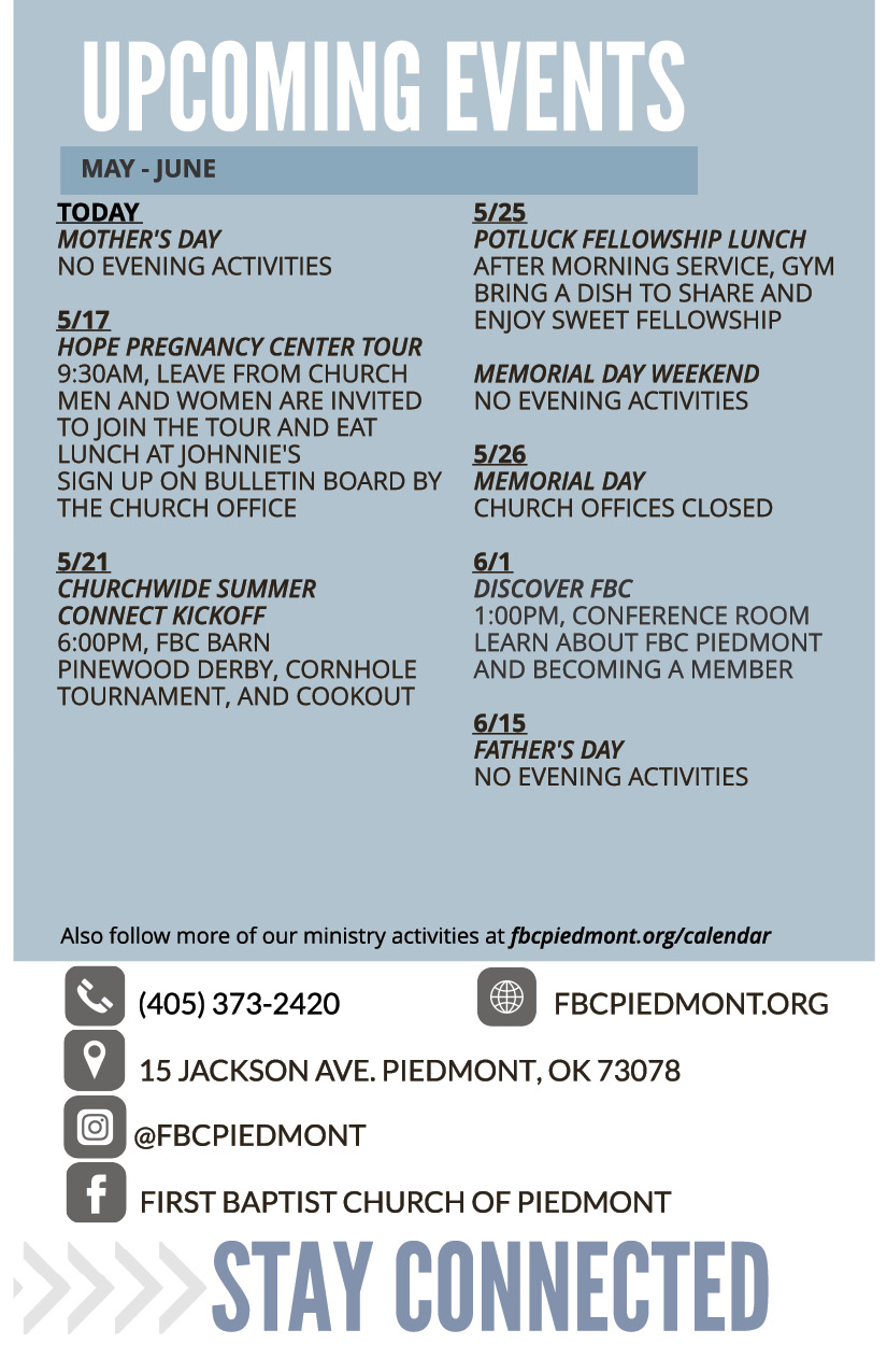 Bulletin - April 28 - Coming Events