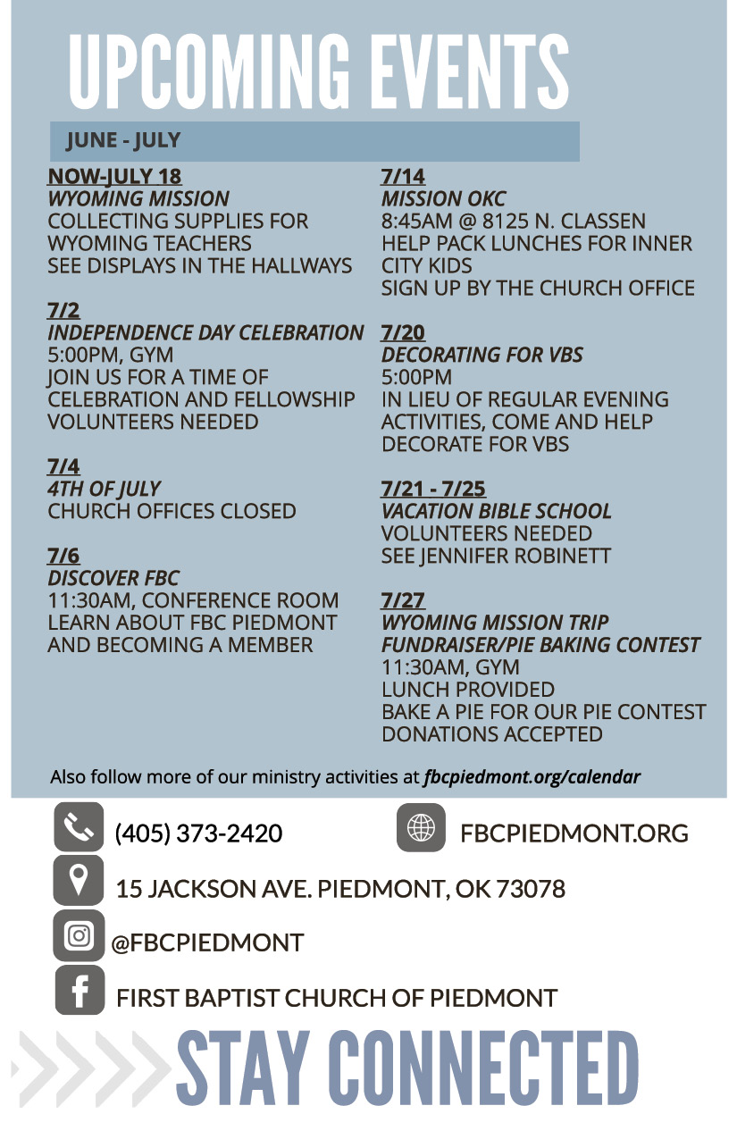 Bulletin - April 28 - Coming Events