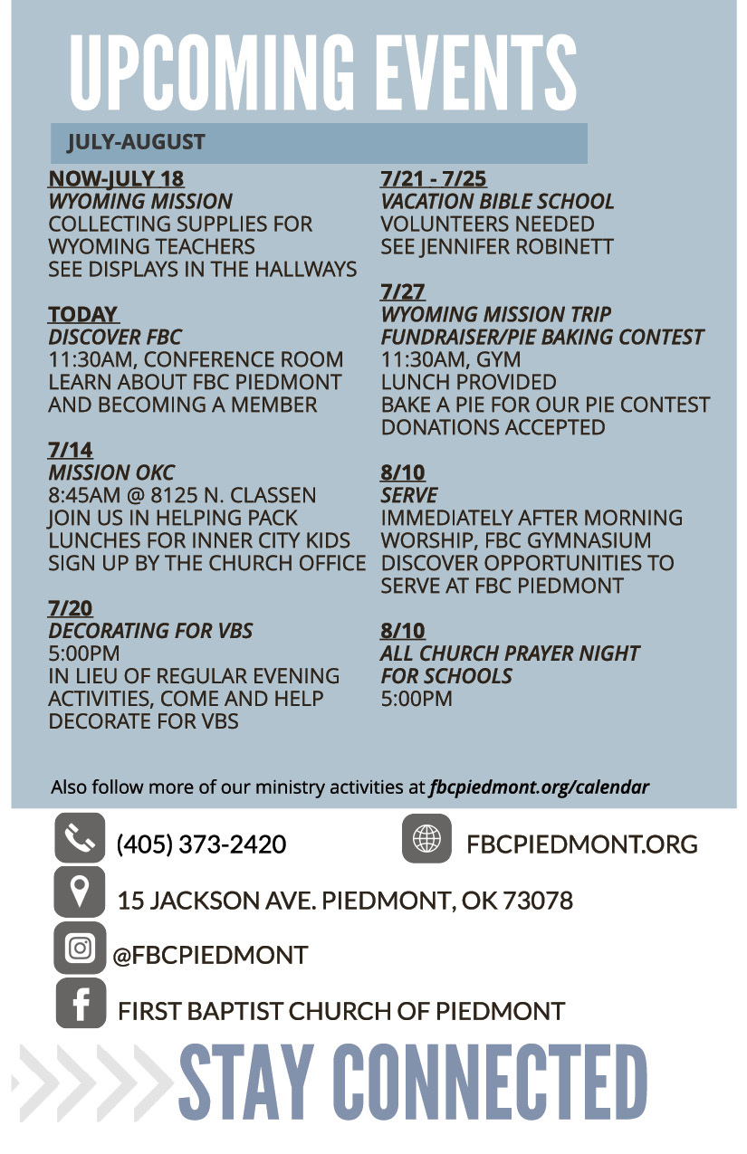 Bulletin - April 28 - Coming Events